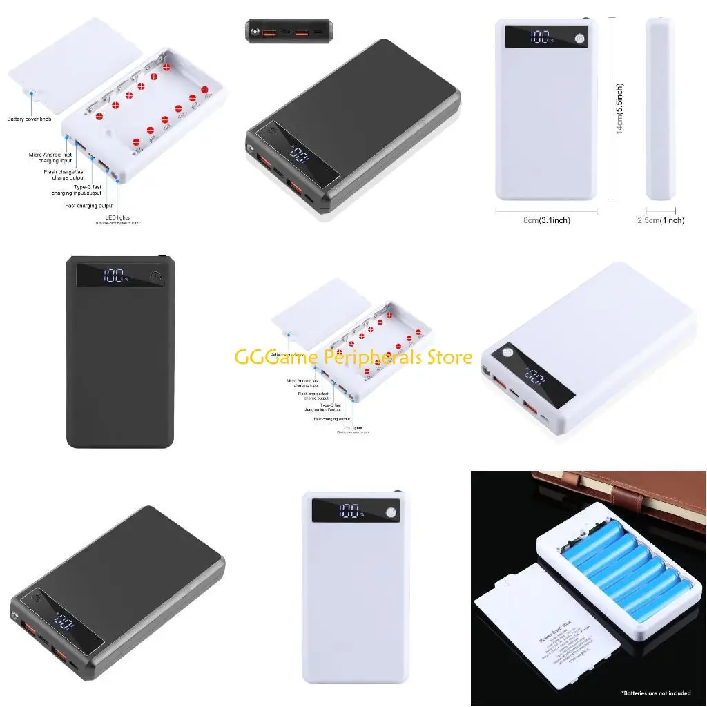 

U55B Portable External Case DIY Power Battery Box Holder for 6PCS 18650 Battery Box