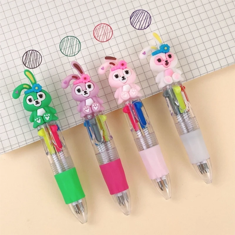 12Pcs 공룡 여러 가지 빛깔의 펜 개폐식 볼펜 아이를위한 4-Color-in-1 펜