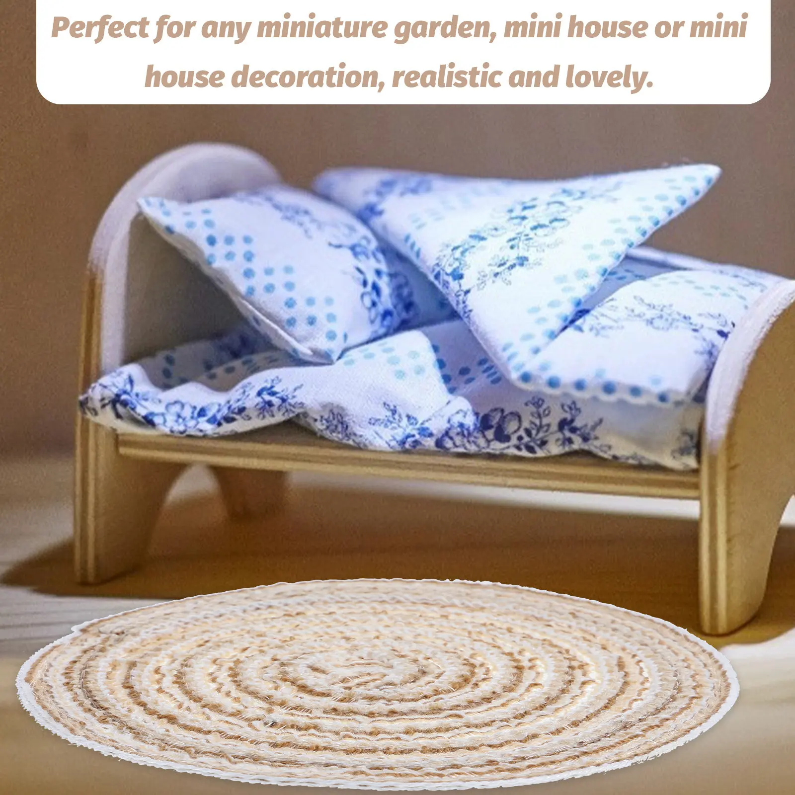 

2 шт. миниатюрных напольных ковриков, декоративные ковры для миниатюрного дома, принадлежности для кукольного домика, украшения для микроландшафта, поделки