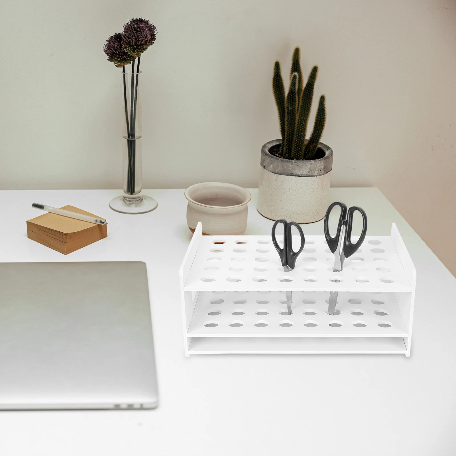 

40 Holes Wooden Scissors Storage Rack Desktop Organizer For School Laboratory Art Supplies Holder Craft Stationery Shelf