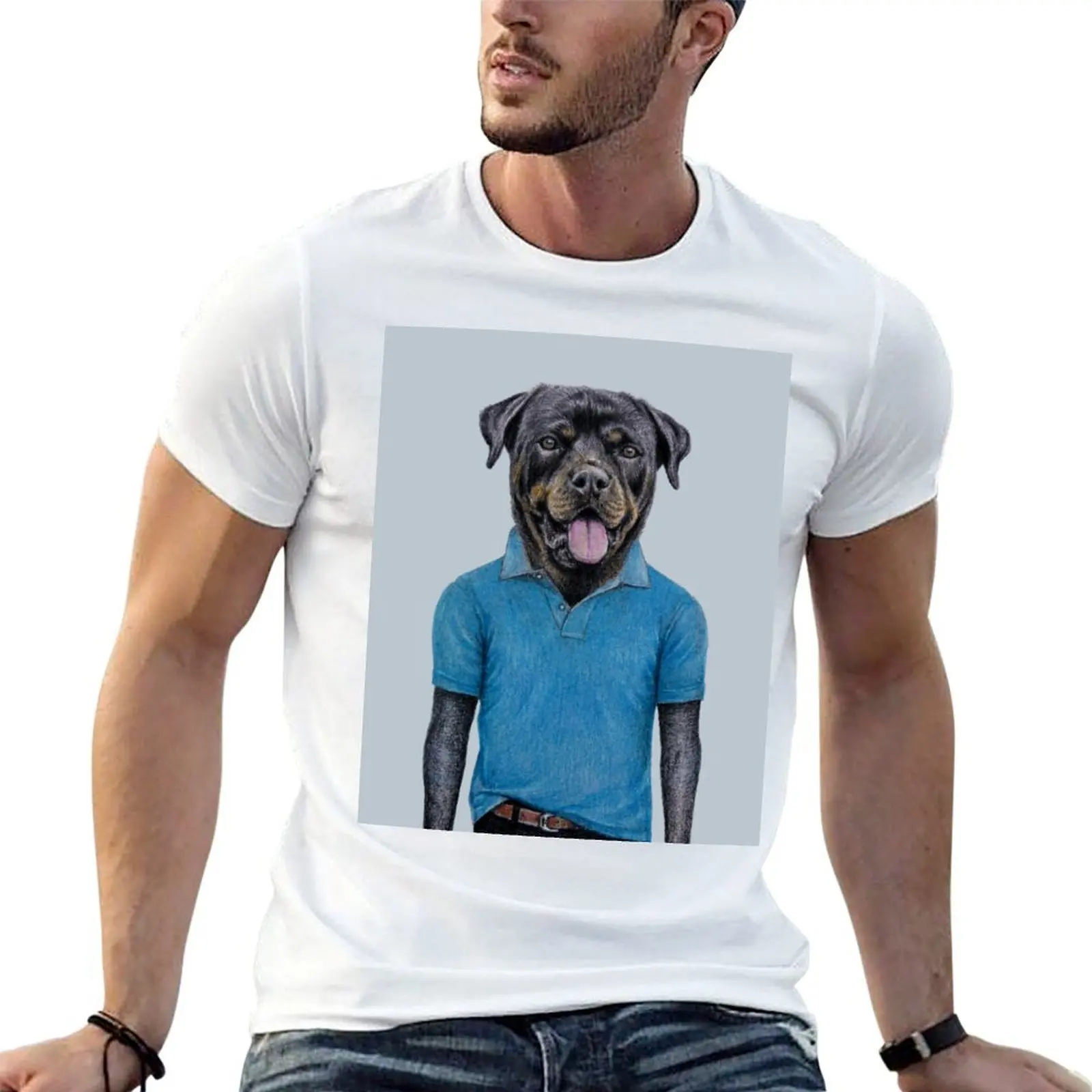 Rottweiler in polo T-Shirt funny t shirts man funny t shirts cotton man t shirts graphic T-shirt