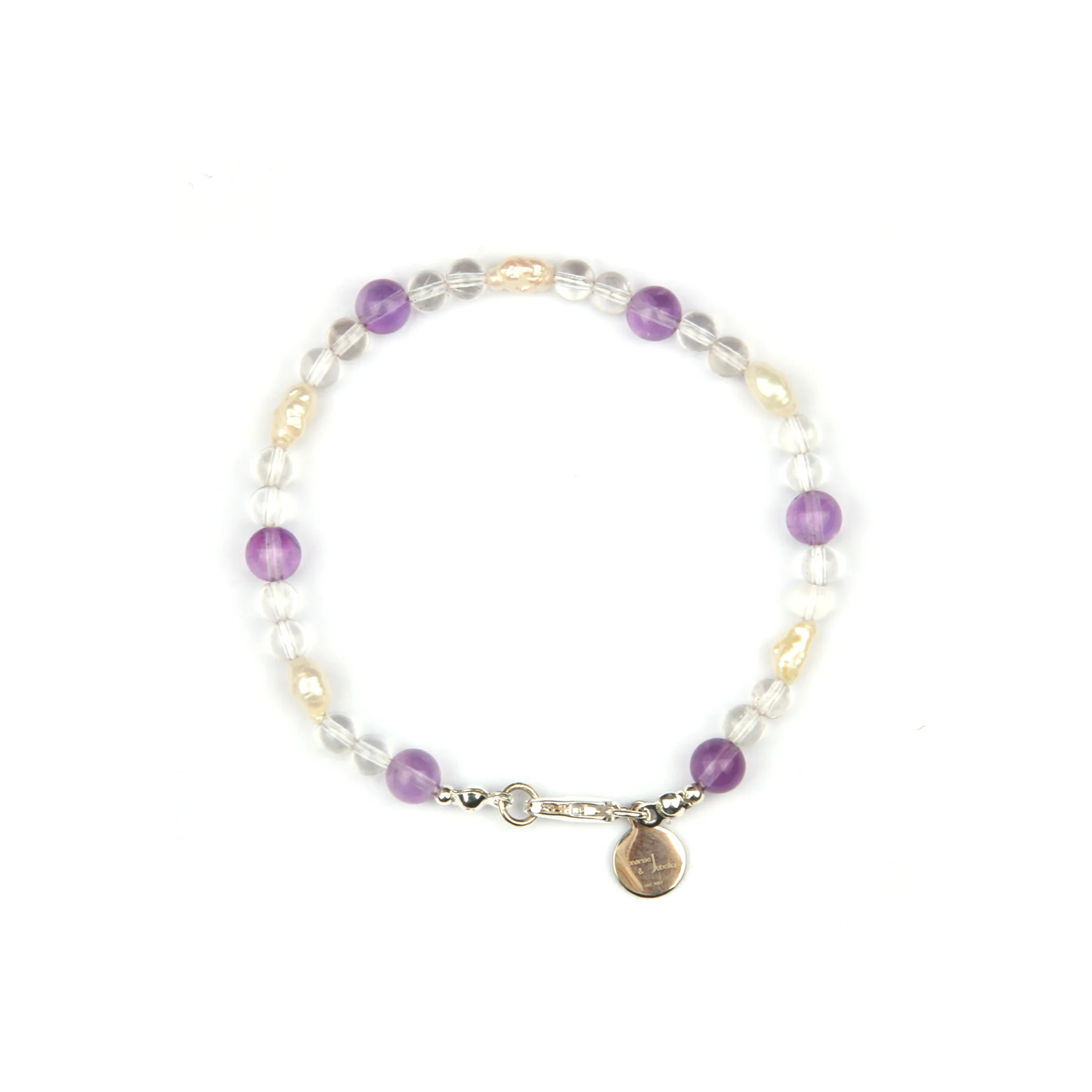 

Bolivian Amethyst & Clear Quartz & Pearl Tranquil Light Bracelet
