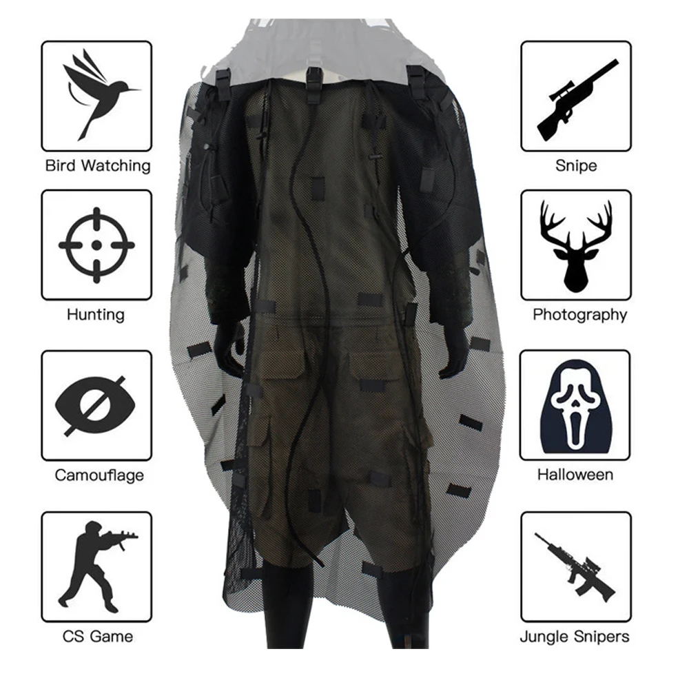 Imagem -02 - Ghillie Suit para Airsoft Paintball Hunting Tactical Sniper Coat Camuflagem Roupas Mesh Vestuário Acessórios Viper Hoods