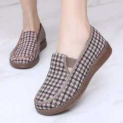 Lady's Fashiom Square Print Shoes Casual Lightweight  Flat Shoes Breathable Soft Comfortable Shoes