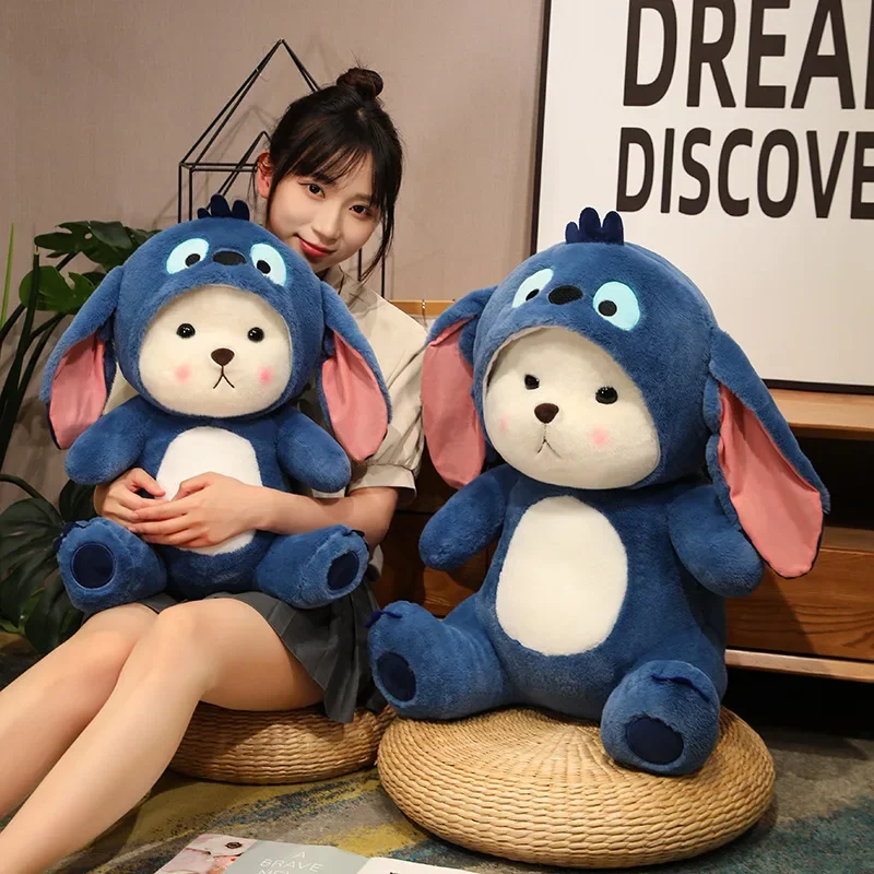 ตุ๊กตาหมีขนาดใหญ่สุดน่ารักแปลงร่างเป็นสติทช์ ตุ๊กตาหมีคอสเพลย์สุดน่ารัก ตุ๊กตาสัตว์นุ่มนิ่ม ตุ๊กตานอนหลับ ของขวัญคริสต์มาสสำหรับเด็กผู้หญิง