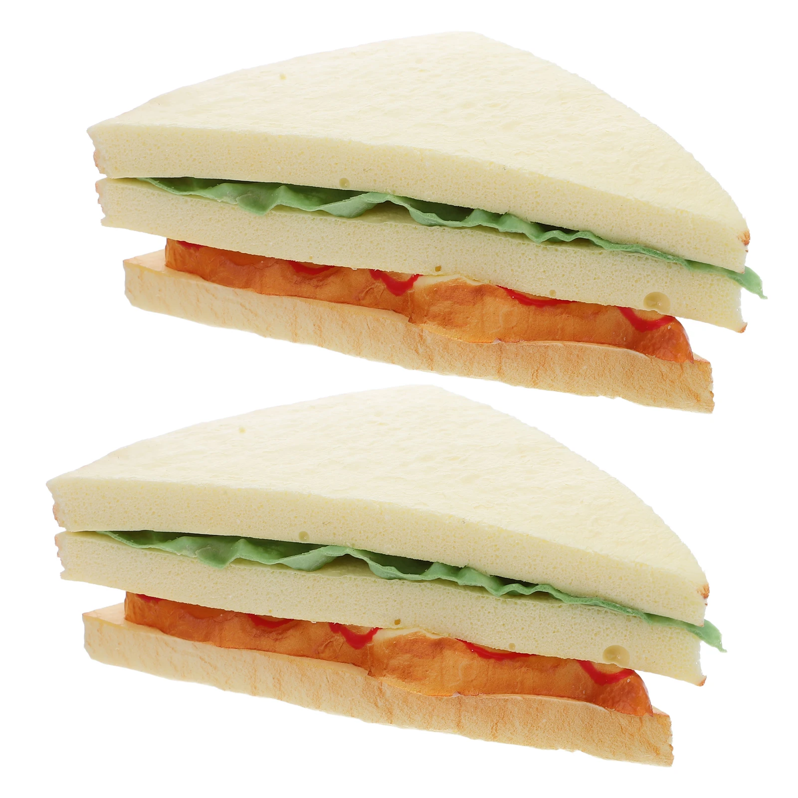 

2 Pcs Simulated Sandwich Props Bread Artificial Food Decoration Decorate Pu Fake for Kitchen