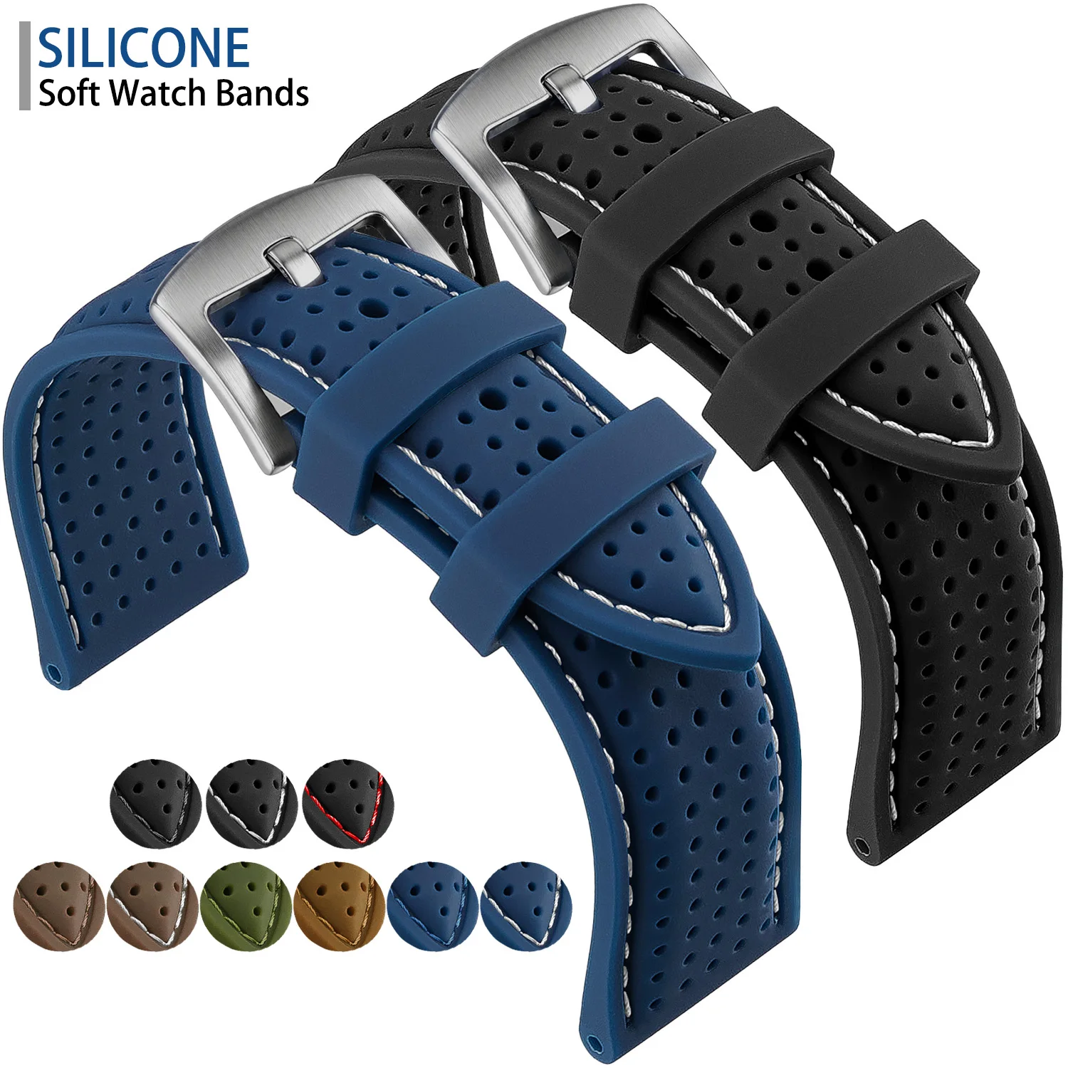 Silicone Watch Band Rubber Watch Strap 20mm 22mm 24mm 18mm 26mm Watch Strap Watch Replacement Watchband Comfortable Soft