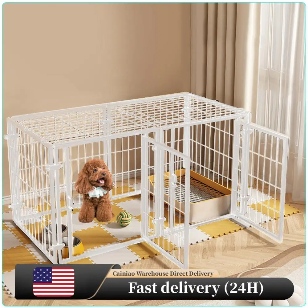 

48 Inch Puppy Playpen Easy Assemble Heavy Duty Wire Dog Crates with Door Dogs Cage Kennel Metal Grid for Puppy Cat Rabbit Ferret