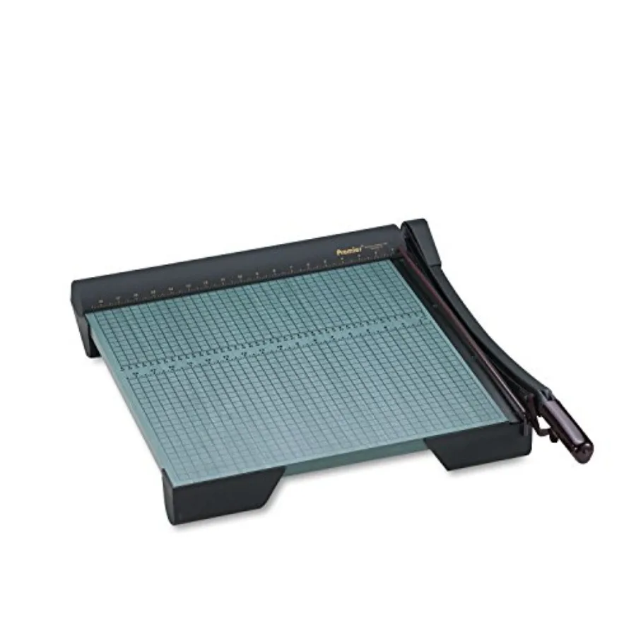

Office paper trimmer with wood base, green color, durable cutting for up to 20 sheets, 19 1/8-inch x 21 1/8-inch size