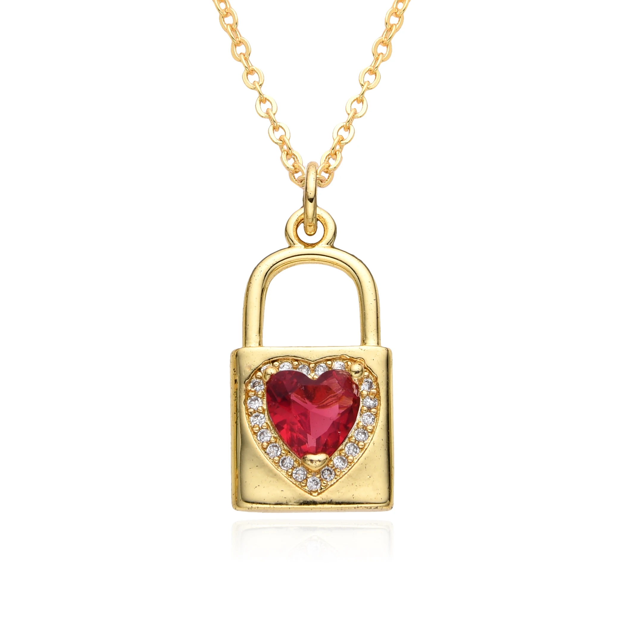 Trendy Gold Color Lock Pendant Heart Micro-inlaid Zircon Necklace for Women KPOP Clavicle Choker Charms Jewelry Gifts Wholesale