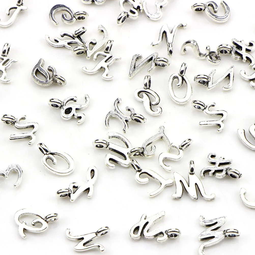

52Pcs Letter Pendant Charms Silver Plated for Jewelry Making Accessories DIY Craft Projects Gifts Letter Charms