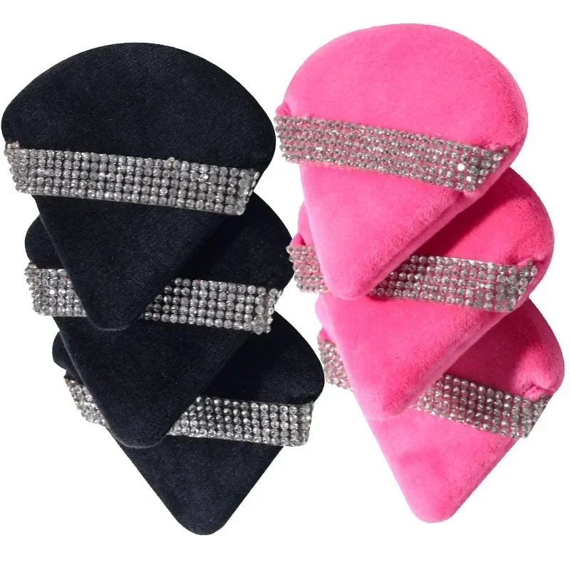 

3Pcs Diamond Triangle Powder Puff Face Makeup Tool Sponge Velvet Soft Smooth Facial Beauty Makeup Sponge Cosmetics Accessories