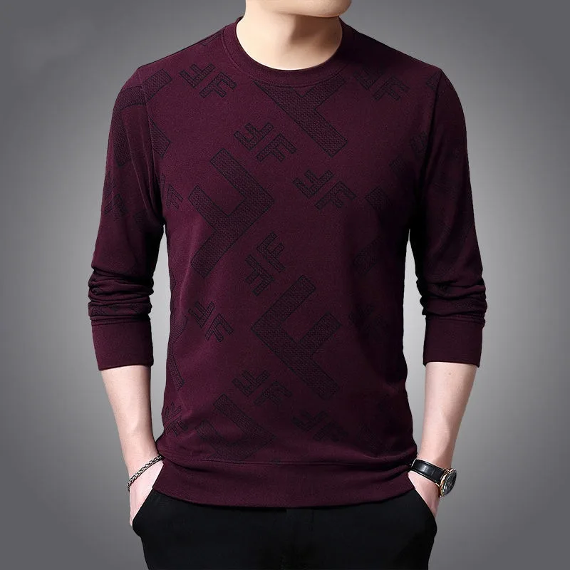 Spring Autumn Men Knitted T-Shirt Korean Clothes Tees Streetwear Fashion New Male Basic Long Sleeve Loose Casual Pullover Tops