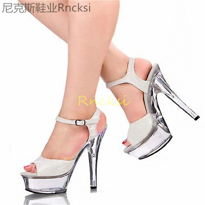 

15cm High-heeled stiletto sandals nightclub stage catwalk dress photo wedding shoes waterproof platform sandals shoes