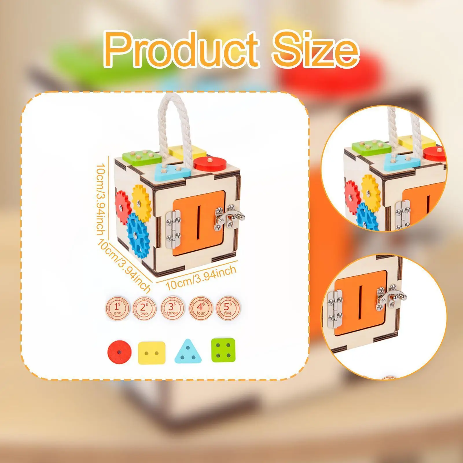 Wooden Activity Cube Learning Toy Skills Toy for First Birthday Gift
