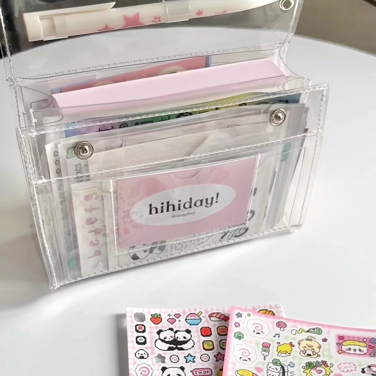 Large Capacity Clear 6 Layer PVC Storage Bag Pencil Case Stationery Pouch Album Card Binder Sticky Notes Organizer