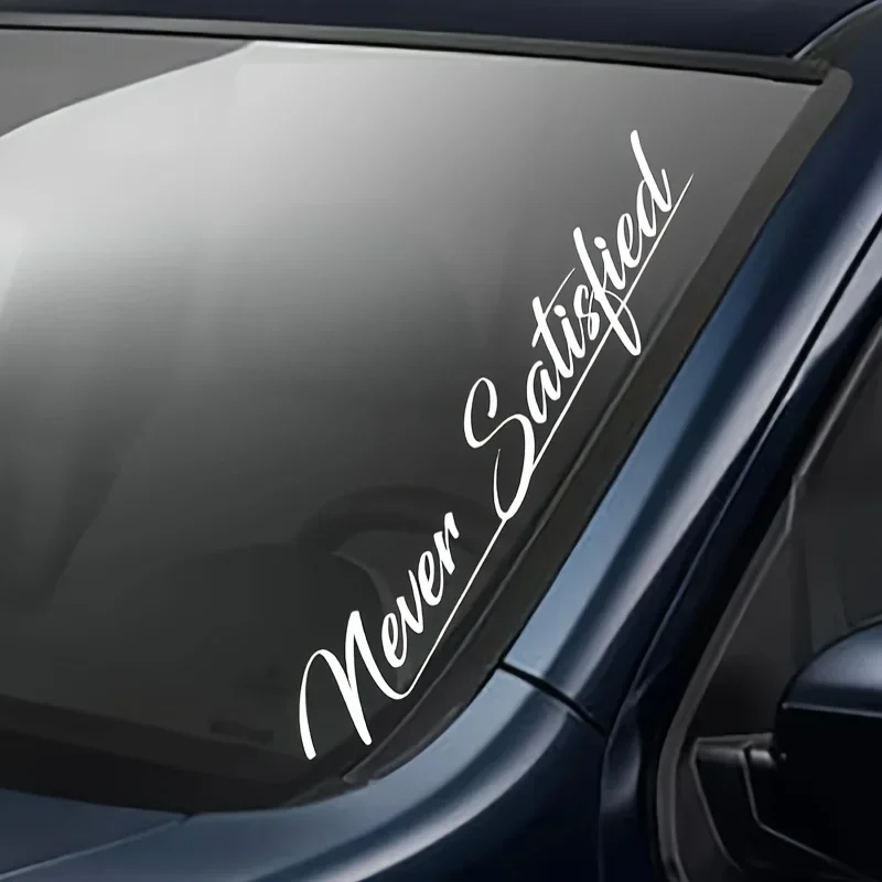 قطعة واحدة من ملصق السيارات "لا يرضي أبدًا"، ملصق بتصميم تحفيزي لدراجة نارية السيارة، ملحق التخصيص الخارجي