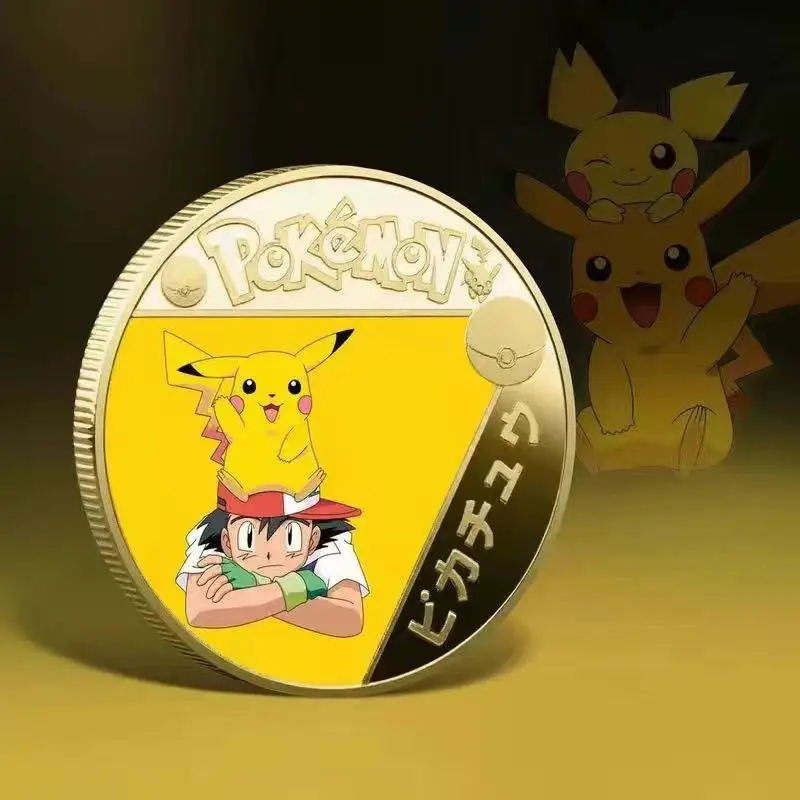 40mm Pokemon Anime Pikachu Medaillon Gedenk metall neues Handwerk Kawaii Gold Gedenk geschenkset Geburtstags geschenk die Münze