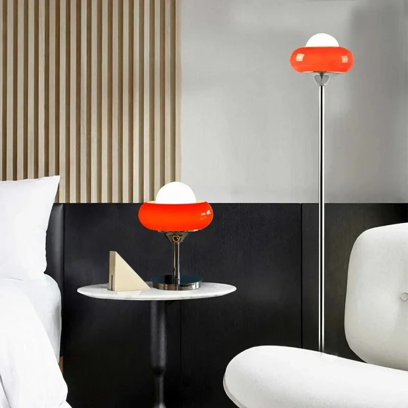 Mushroom Egg Tart Design Modern Bauhaus Lamp Bedroom Bedside Study Living Room Retro Yellow Cream Table Lamp Floor Lamp