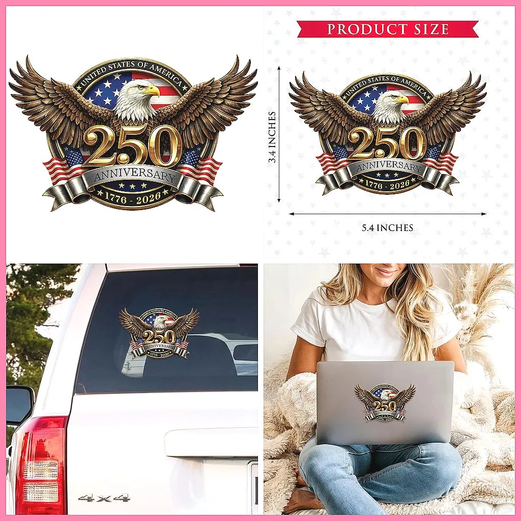 

USA 250th Anniversary Patriotic Car Sticker, American Flag Vinyl Bumper Decal for Cars Trucks Windows