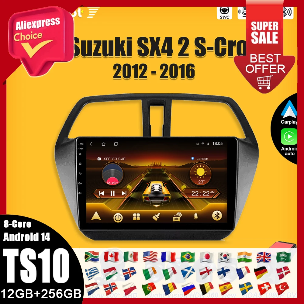 

Android 15 For Suzuki SX4 2 S-Cross 2012 - 2016 Car Radio Stereo Multimedia Player Android 15 Navigation Carplay 8 Core DSP 5G