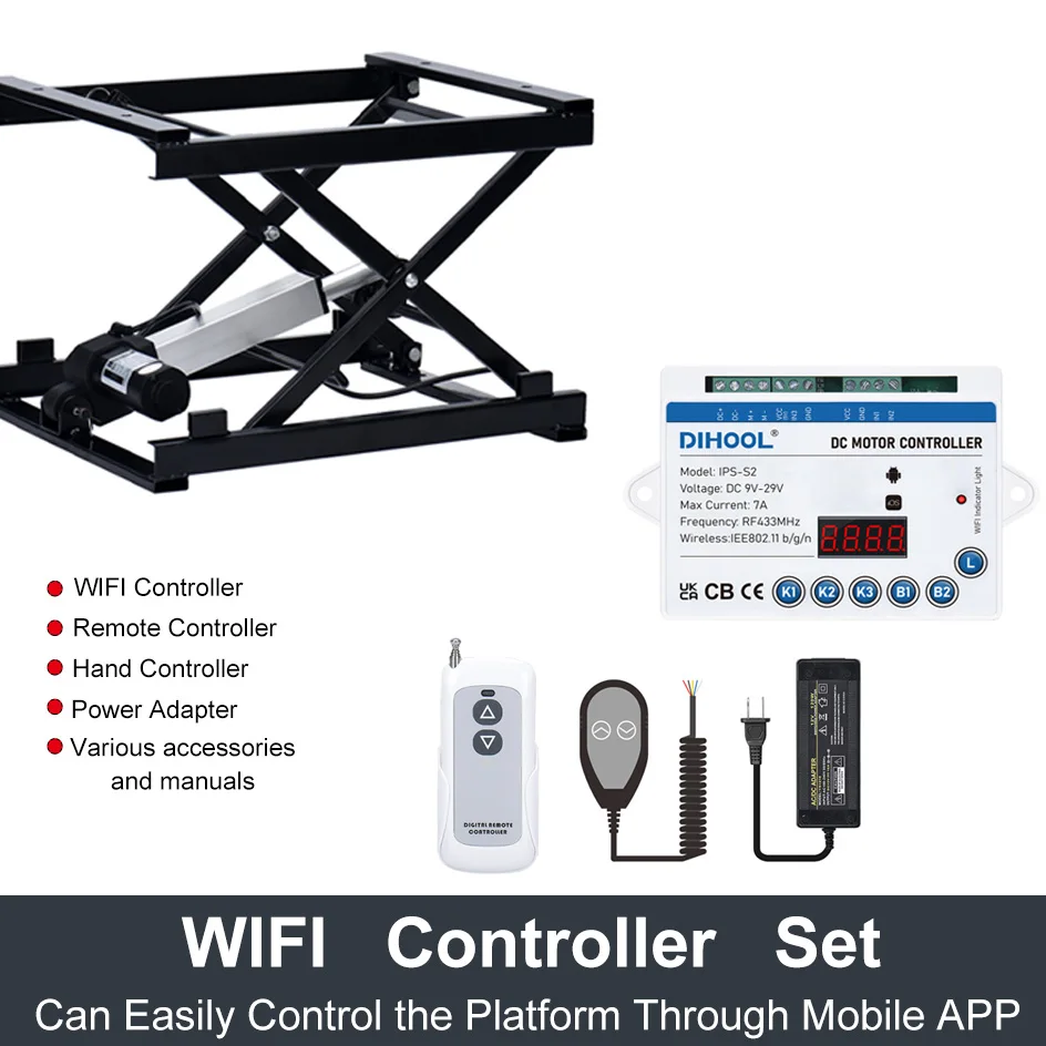 Electric Lifting Platform with WIFI/Hall Controller 60kg/120kg/150kg Load 485mm Stroke Smart Synchronous Table Lifter 24V/12V