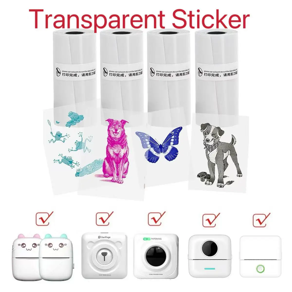 Transparent Sticker paper for Paperang Peripage 57mm portable printers