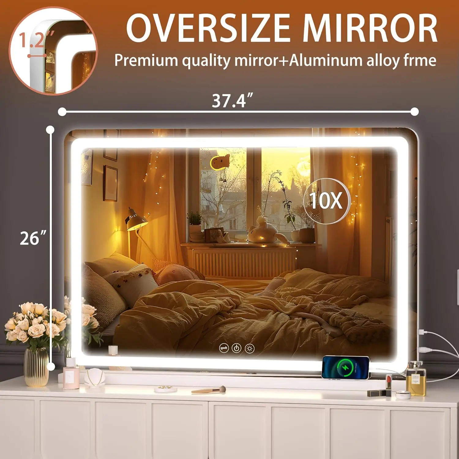 Hasipu Vanity Mirror with Lights, 37.4