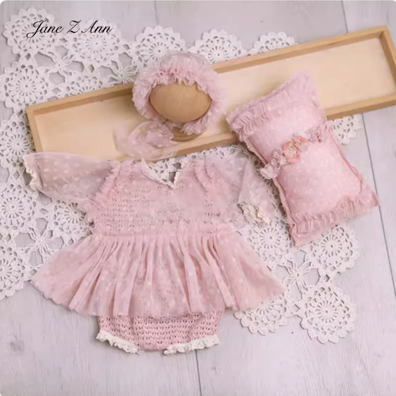 Newborn dress photography clothing baby girl multi-colors twins photo studio clothing pillow dress hat set