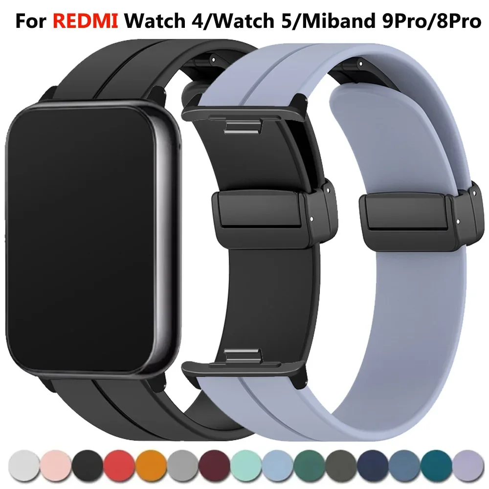 Silicone Wristband for Xiaomi Redmi Watch 4/5 Smart Strap Replacement Magnetic Bracelet For Miband 9Pro 8 Pro SmartWatch Band