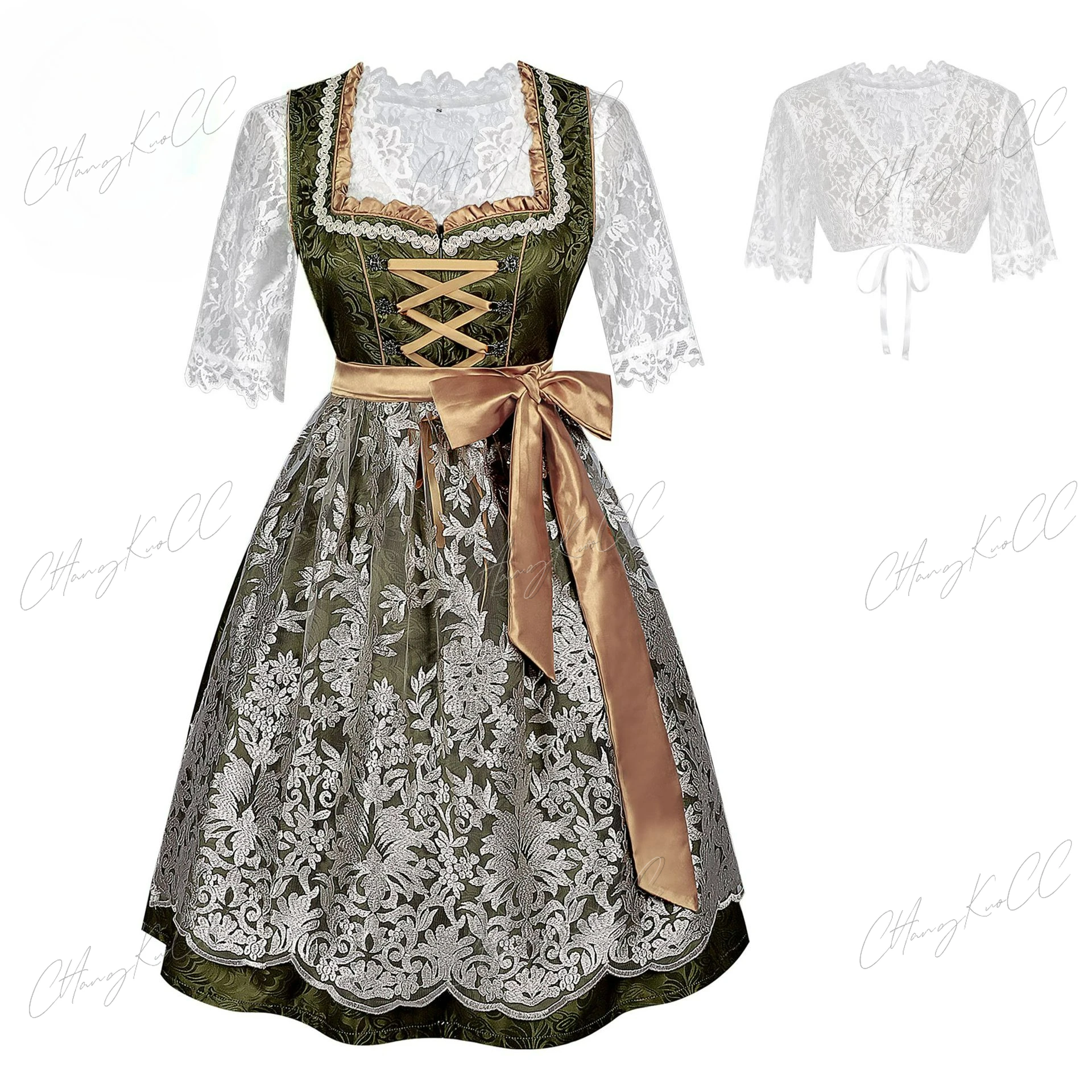 

Women's German Dirndl Dress Costumes 2 Pieces For Oktoberfest Carnival Traditional Costume Beer Suit Festive Halloween Suit