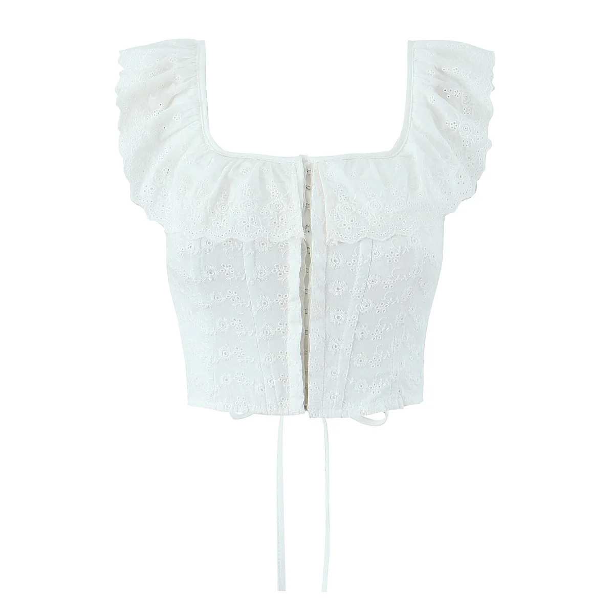 

Women Ruffle Back Lace Up Crop Top Bettina Corset