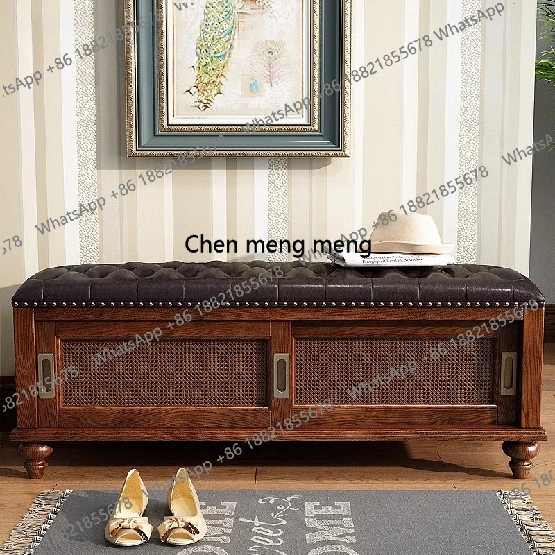 D5556  Modern Storage Stool Rectangular Living Room Shoe Bench Wooden Stool Shoe Changing Design Taburete Plegable Home