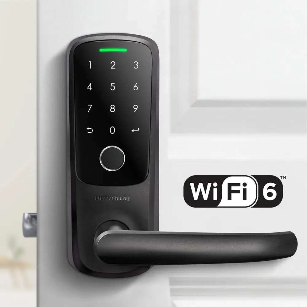 

5 World's irst Built-in Wii with ingerprint, 5-in-1 KeylEntry Door Lock with Touch Digital Keypad, App Control, Black