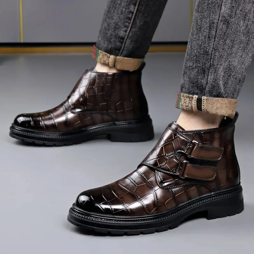 

Мужская мода панк-рок платье ботинки на платформе брендовая дизайнерская обувь ковбойские ботинки из натуральной кожи осень-зима ботильоны botas masculina