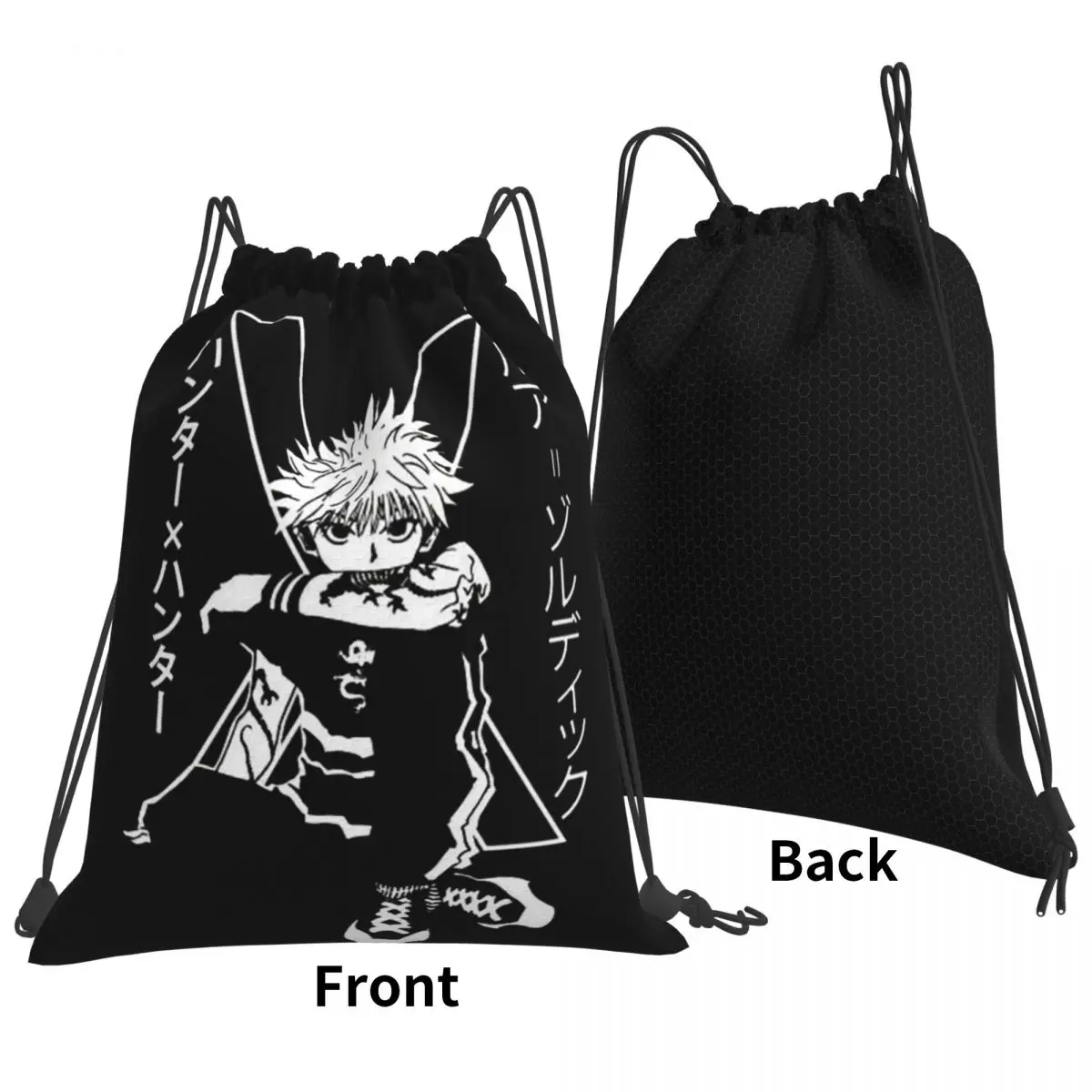 Killua Zoldyck Anime HXH Hunter X Hunter Backpacks Multi-function Drawstring Bundle Pocket Sports Bag Book Bags for Man Woman