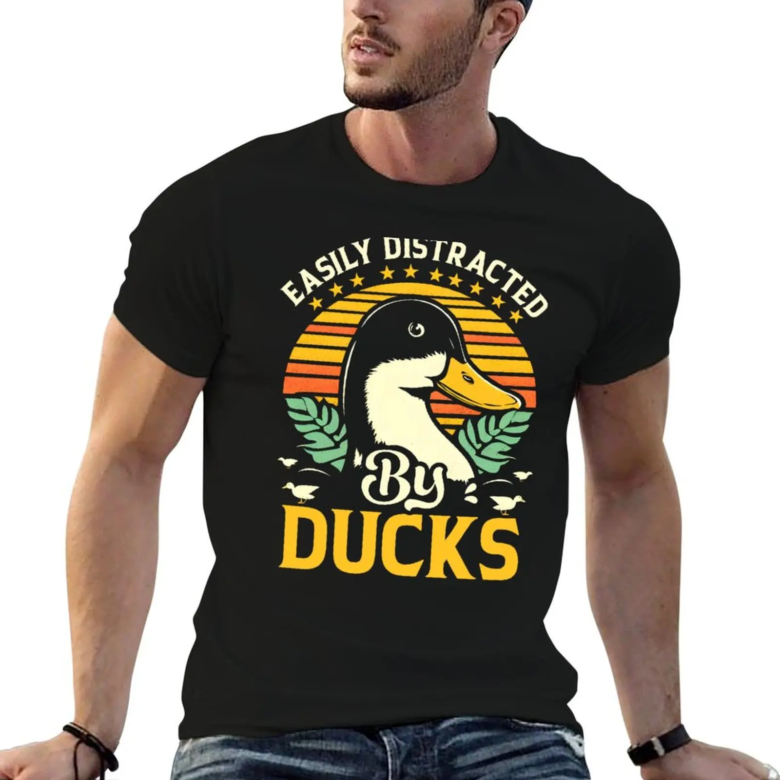 

Retro Vintage Easily Distracted By Ducks T-Shirt graphic t shirts for man t shirts for man cotton T-Shirt