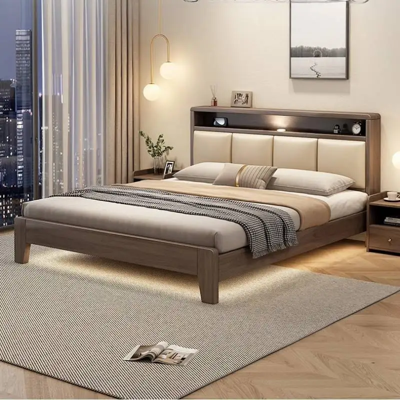 

Storage Headboard Double Bed Simple Full Size Design Loft Double Bed King Sleeping European Cama Box Casal Bedroom Furniture