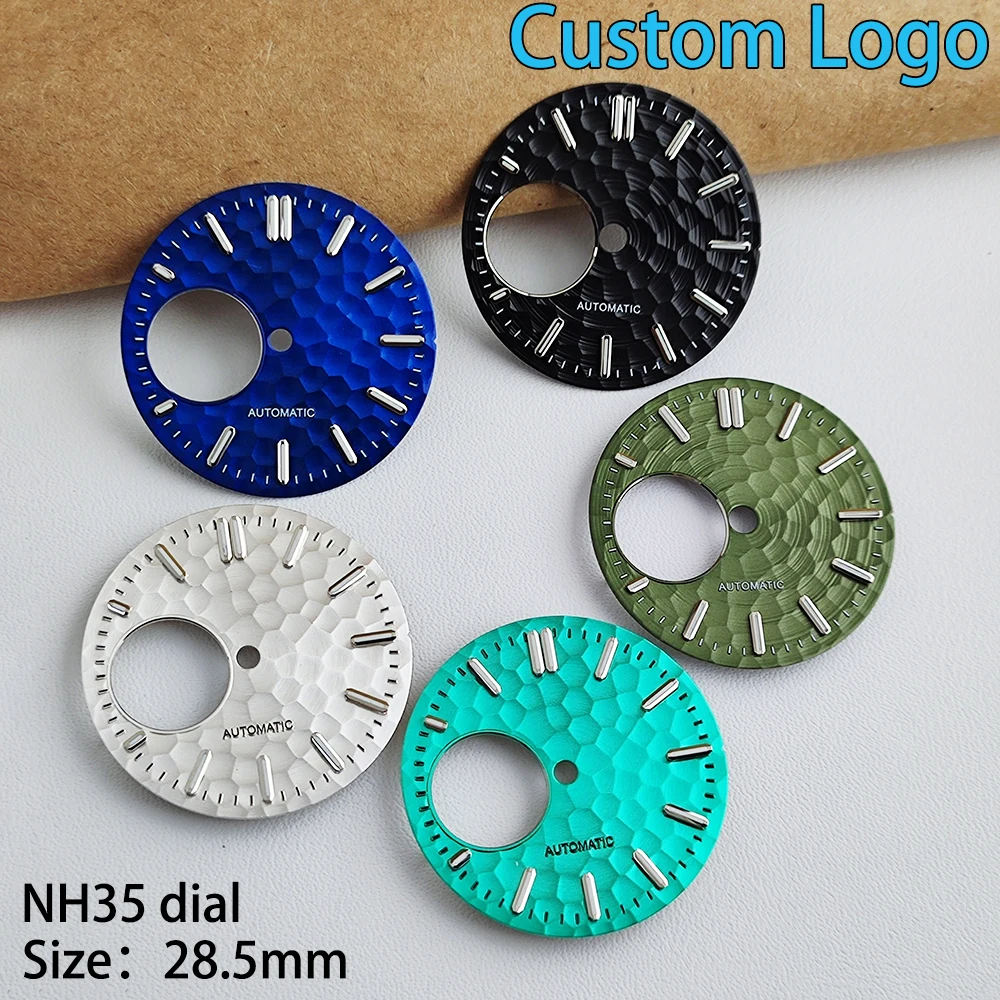 NH38 28.5mm Hollowed Out Dial Green Luminous Customizable Logo Dial for NH38 Movement Watch Accessories Repair Tools