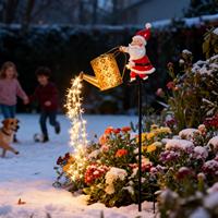 Christmas Solar Lights Outdoor Santa Kettle Stake Lamp Decor Outdoor Garden Lawn Decorative Lights For Lawn Pathway Walkway