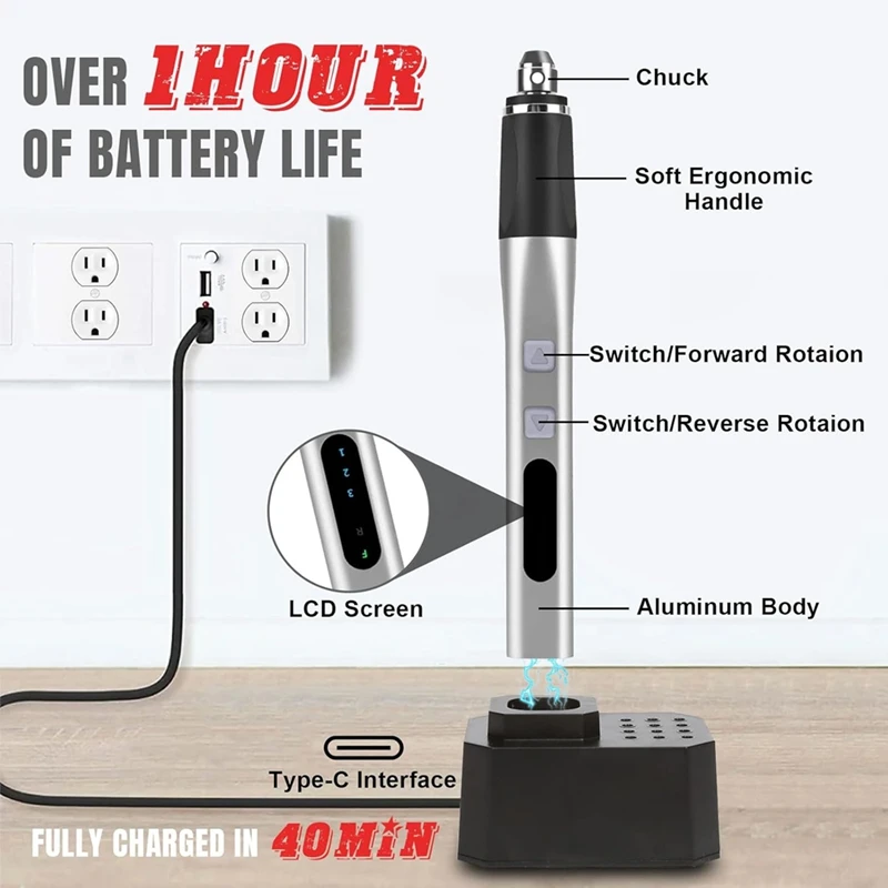 LJL-USB Rechargeable Engraving Pen Engraver,W/ 10 Drill Bits, Stencils, Saw & Polish Set, Hand Drill For Jewelry Making