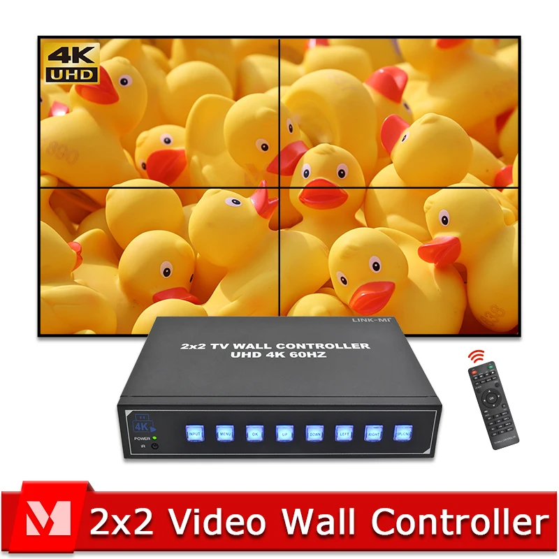 

4K60 настенный видеоконтроллер 2X2 HDMI Поддержка USB Play 1X2 1X3 1X4 2X1 3X1 4X1 4K настенный видеопроцессор для 4 телевизоров стены дисплей