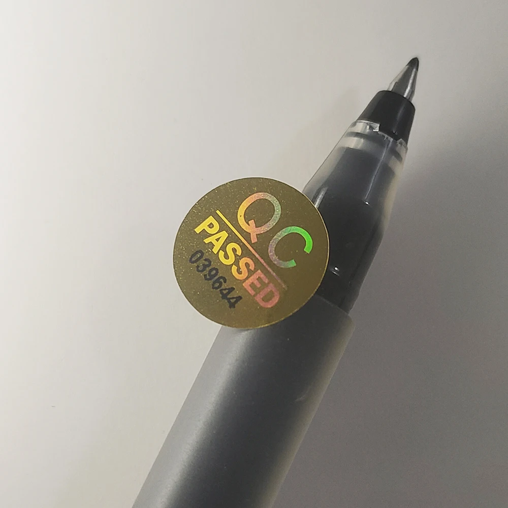 100pcs 12mm Hologram QC Passed Label Continuous Serial Numbers Disposable Security Seal Anti-counterfeit Impossible to Copy
