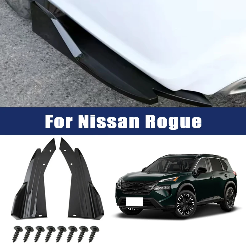 

2pcs Car Rear Bumper Spoiler Lip Carbon Fiber Wing Trim Anti-crash Diffuser Side Skirt Wrap Angle Splitter For Nissan Rogue