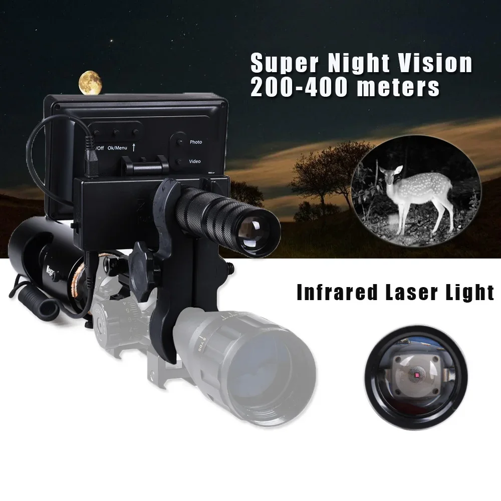 Megaorei 2 Night Vision Riflescopes 4.3 inch Display Infrared Flashlight HD 720P Video Recording DIY Hunting Night Vision Device