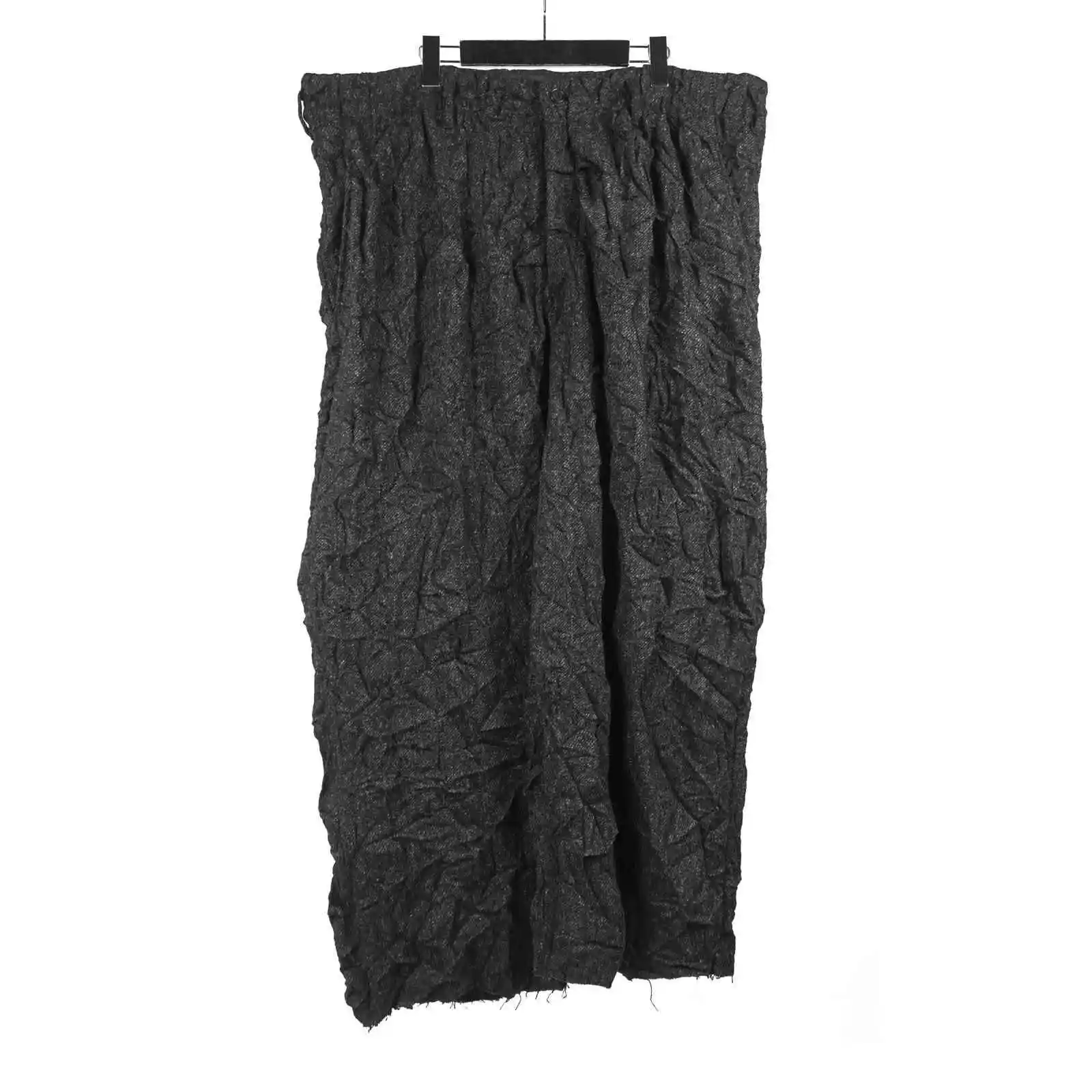 

TOP-YAMOTO Японский оригинальный дизайн Темно-нишевые черные плиссированные шерстяные широкие брюки