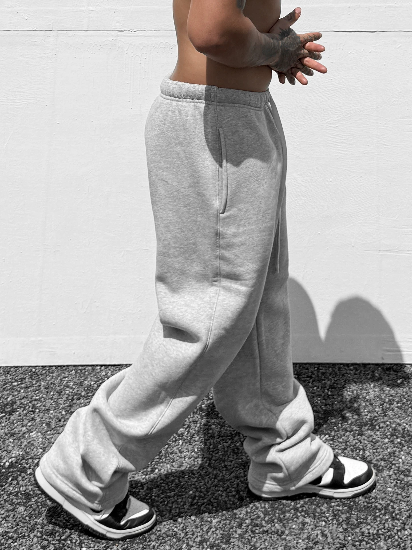 

Trendy Heavyweight 350g Fce Lined Men's Winter Loose Straight American Street Sle Casual Pants with Dstring