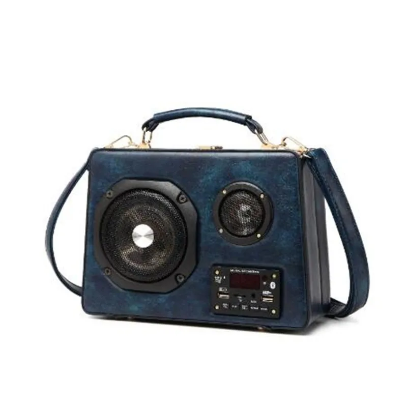 Vintage Radio Box Shaped Purses and Handbags for Women Designer Female Shoulder Bag Novelty Crossbody Bag Fashion Totes Leather