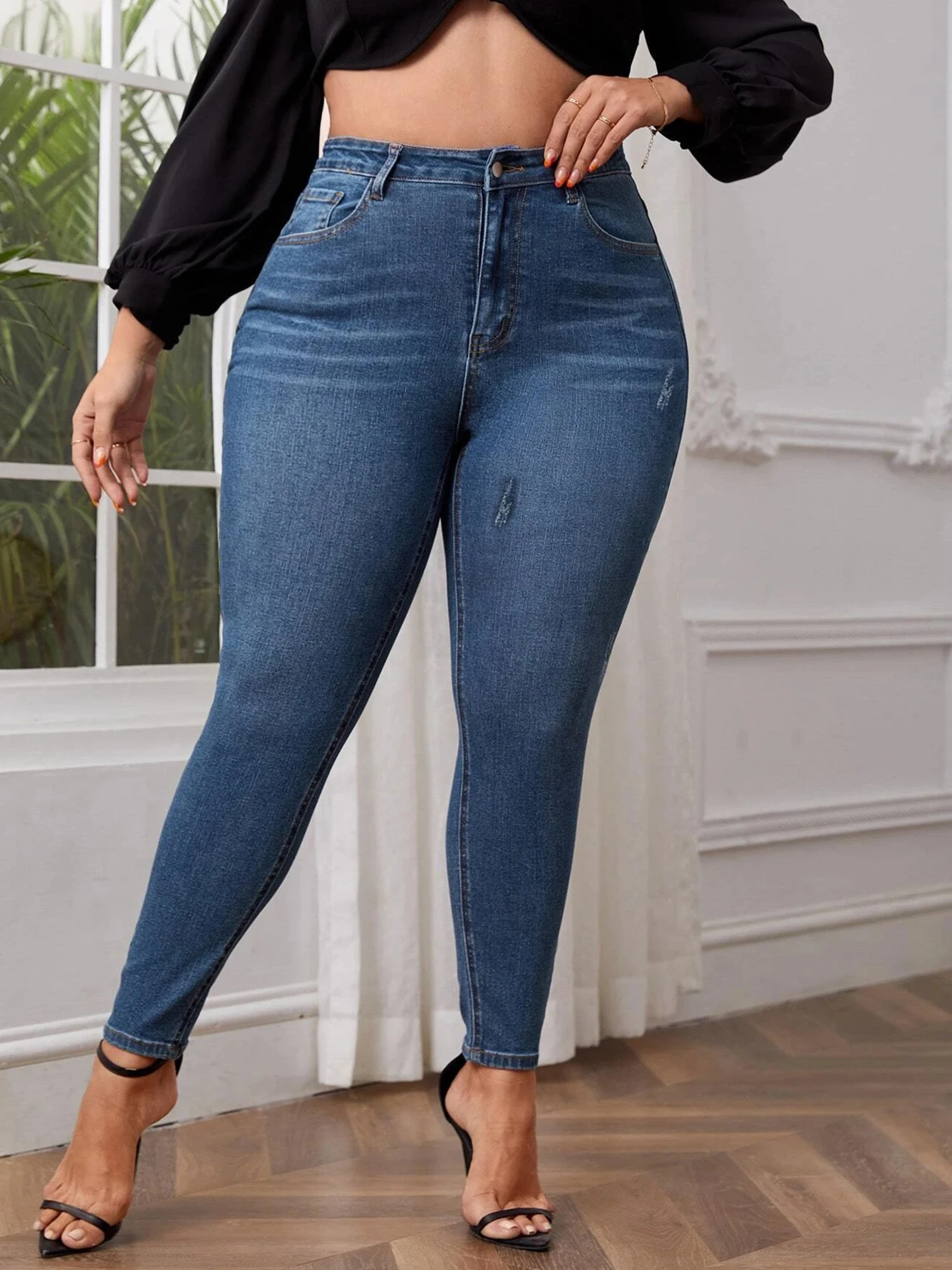 plus size skinny jeans for women full length high waist stretchy pencil women jeans autumn legging stretchy washing 100kgs jeans