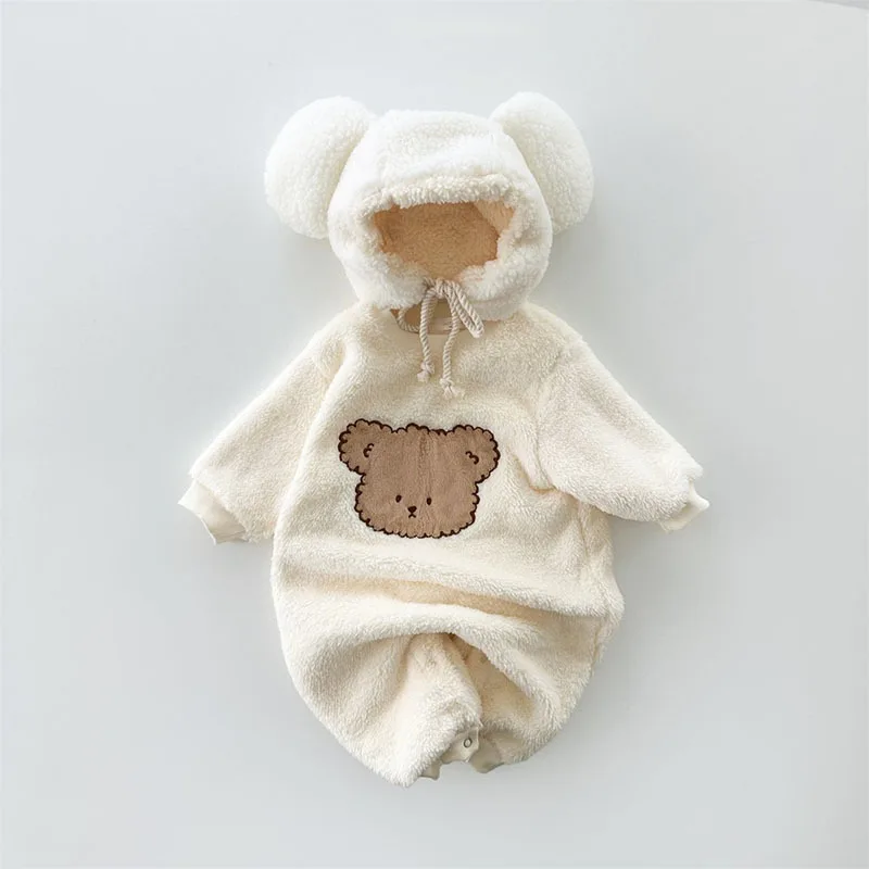 hy2469-korean-style-winter-soft-baby-romper-suit-for-boys-and-girls-with-hat-removable-all-match-child-outfit-crawling-clothes